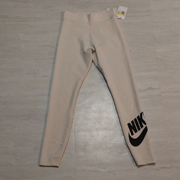 Nike Beige Leggings with Black Logo - Picture 1 of 3